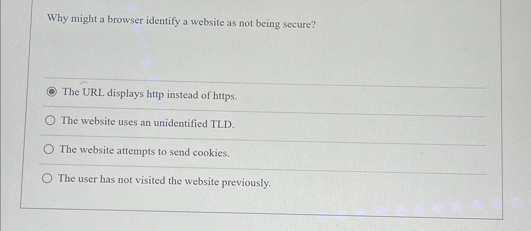 Solved Why might a browser identify a website as not being | Chegg.com