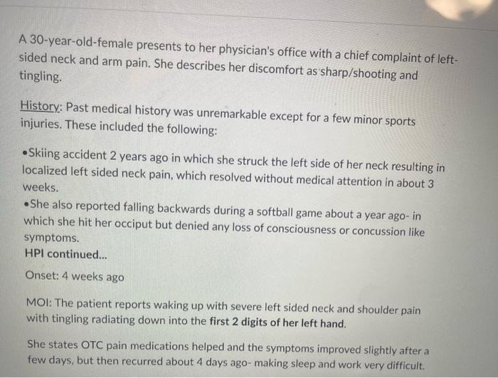 Solved A 30yearoldfemale presents to her physician's