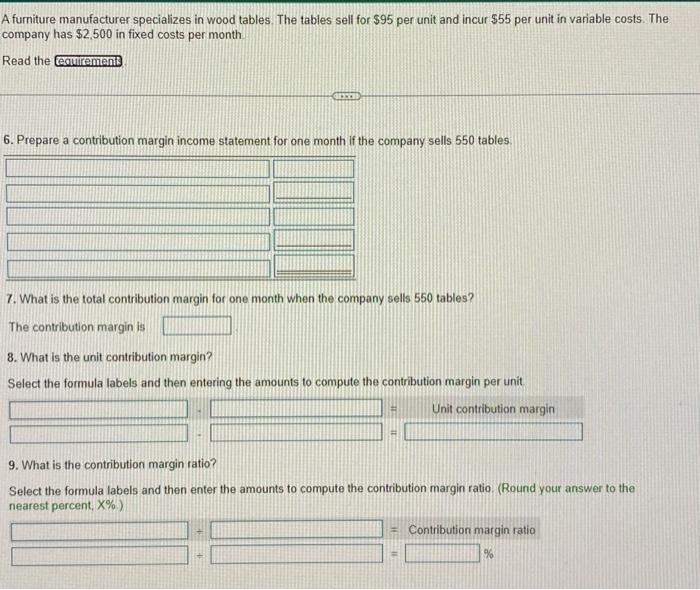 Solved A furniture manufacturer specializes in wood tables.