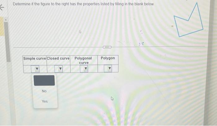 Determine if the figure to the right has the properties listed by filling in the blank below.