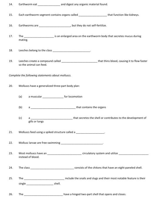 Solved Complete the following statements about roundworms. | Chegg.com