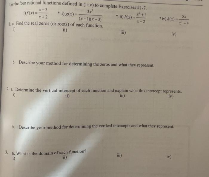 Solved lse the four rational functions defined in (i-iv) to | Chegg.com