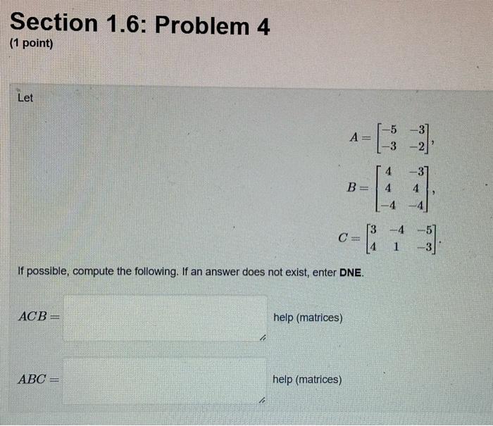 Solved Section 1.6: Problem 3 (1 point) Let | Chegg.com
