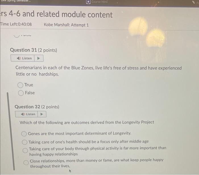 In which Blue Zone was wine, not mentioned as an | Chegg.com