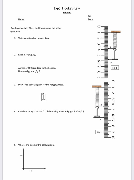 Solved Exp5. Hooke's Law PreLab Name Date Read your
