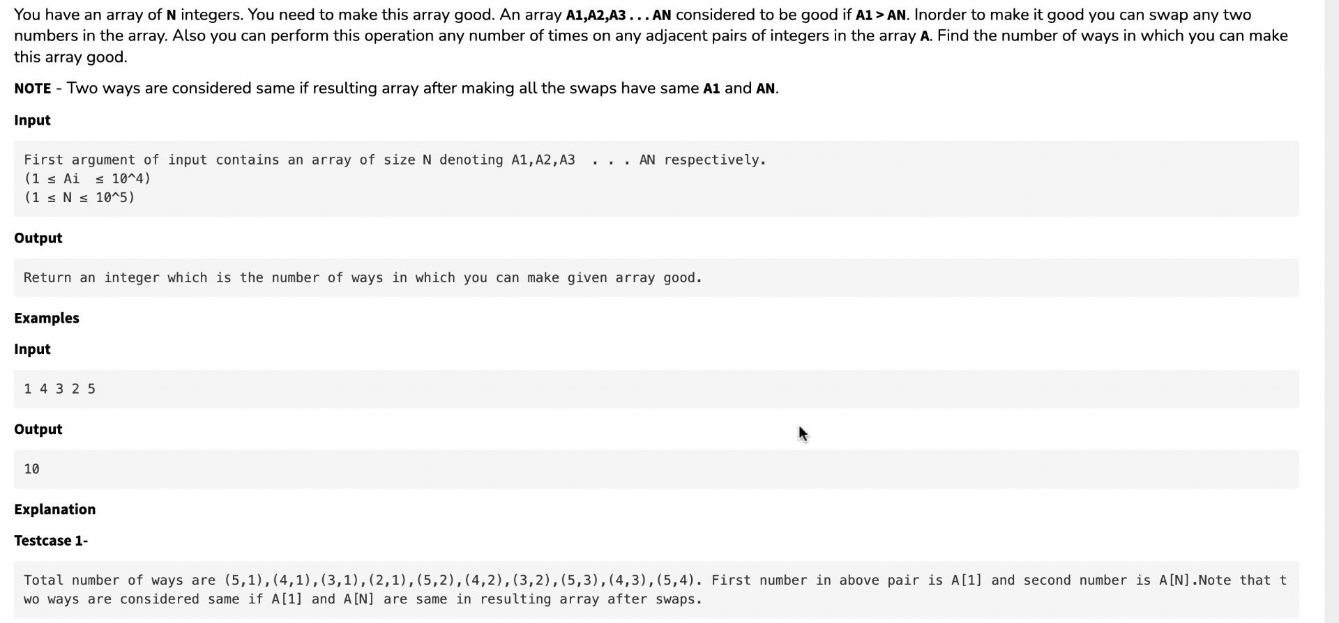Solved this array good. NOTE - Two ways are considered same | Chegg.com