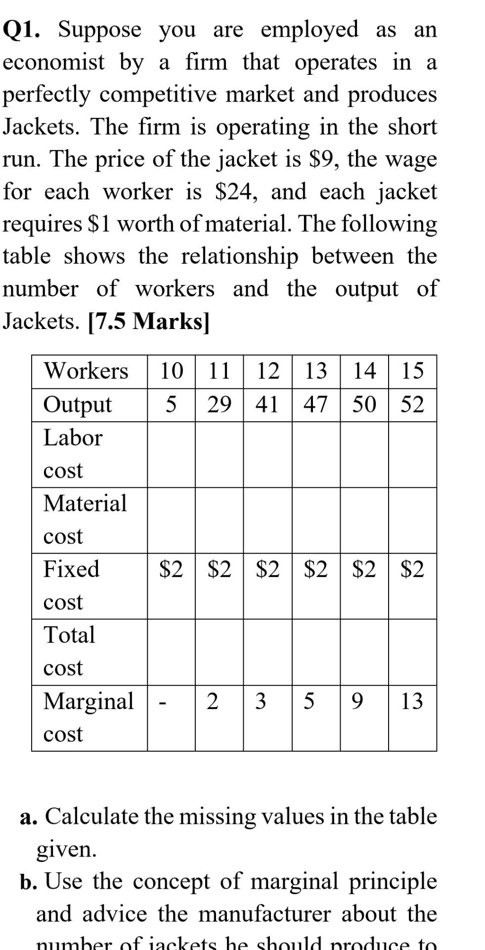 Solved Q1. Suppose you are employed as an economist by a | Chegg.com