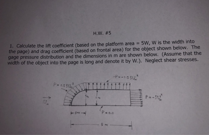 Solved H.W. #5 1. Calculate the lift coefficient (based on | Chegg.com