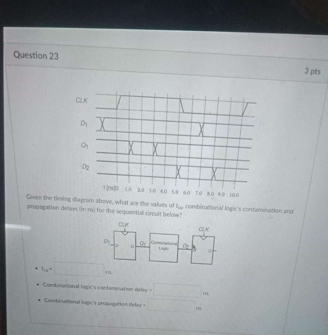 Question 25 Parameter Value clock to a contamination