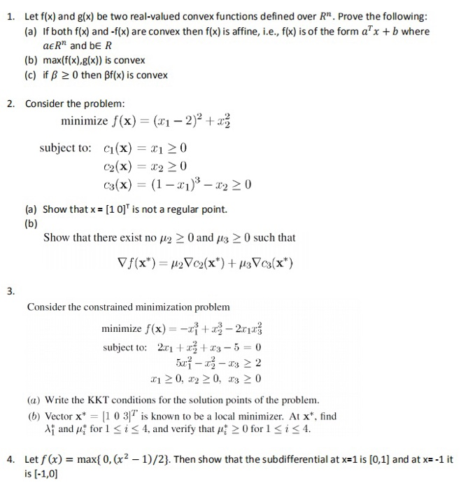 1. Let f(x) and g(x) be two real-valued convex | Chegg.com