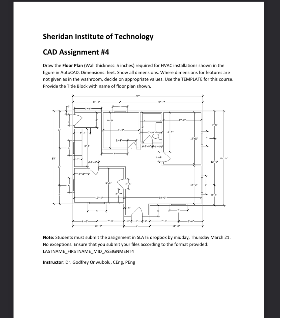 Solved Sheridan Institute of TechnologyCAD Assignment #4Draw | Chegg.com