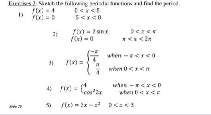 Solved Exercises 2: Sketch the following periodic functions | Chegg.com