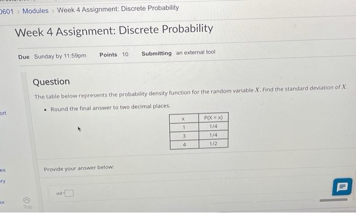 Solved 601 Modules Week 4 Assignment: Discrete Probability | Chegg.com