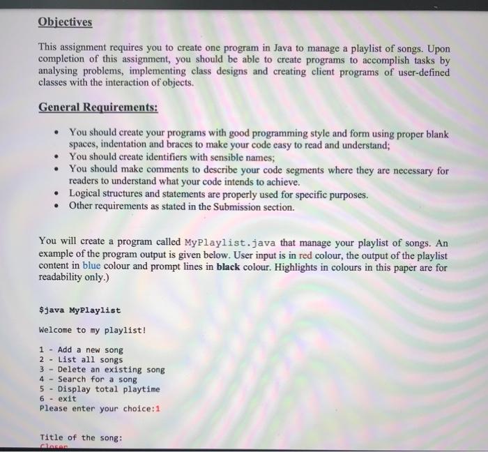 Solved Objectives This assignment requires you to create one | Chegg.com