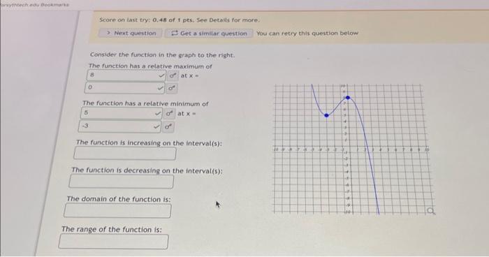 Solved The function is decreasing on the interval(s): The | Chegg.com