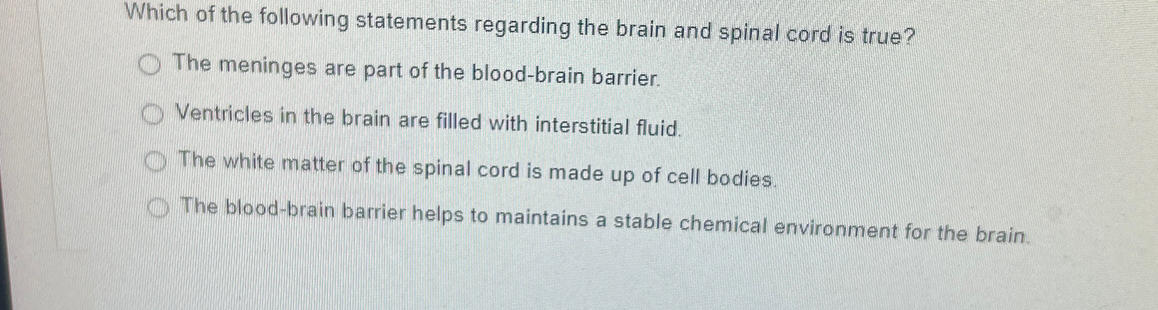 Solved Which of the following statements regarding the brain | Chegg.com