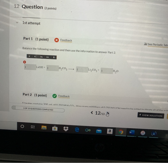 Solved 12 Question (2 points) 1st attempt Part 1 (1 point) | Chegg.com