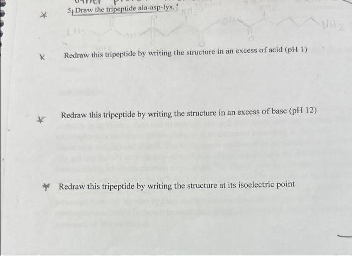 Solved 5 Draw The Tripeptide Ala Asp Lys Redraw This 0432