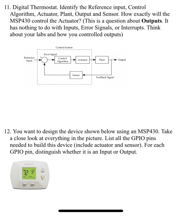 Solved 11. Digital Thermostat. Identify the Reference input, | Chegg.com