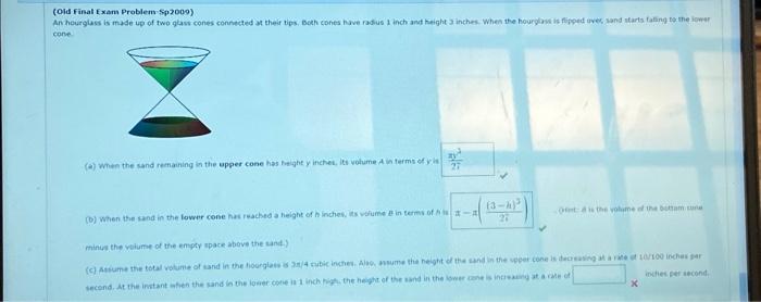 Solved (Old final Exam Problem 5p2009 ) cone: (a) Wmen the | Chegg.com