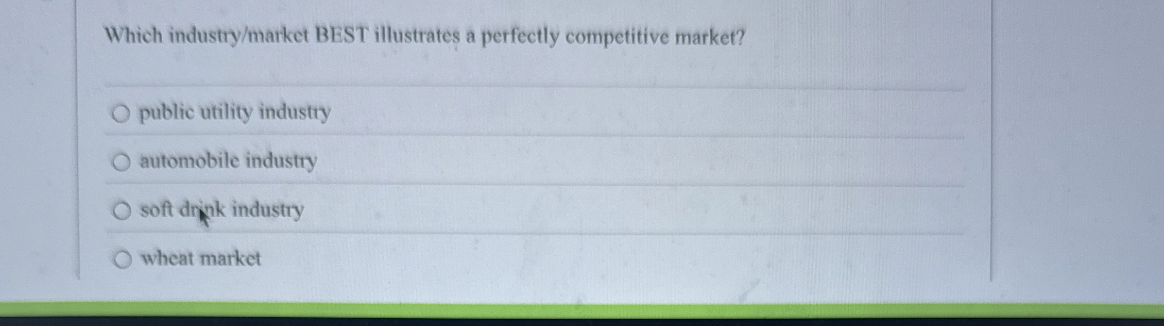 Solved Which industry/market BEST illustrates a perfectly