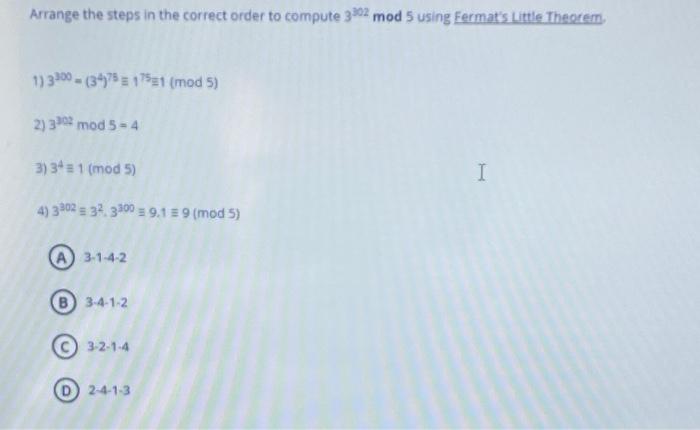 Solved Arrange the steps in the correct order to compute | Chegg.com