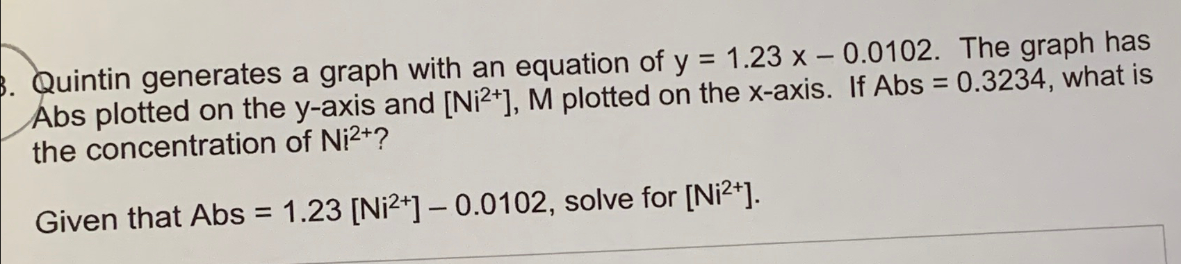 Solved Quintin generates a graph with an equation of | Chegg.com