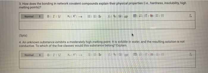 Solved Pre-Lab Questions - Classification Of Solid | Chegg.com