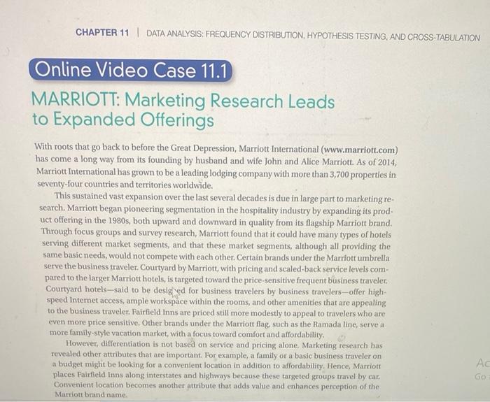Solved looking at this case study what is marriott hotel | Chegg.com