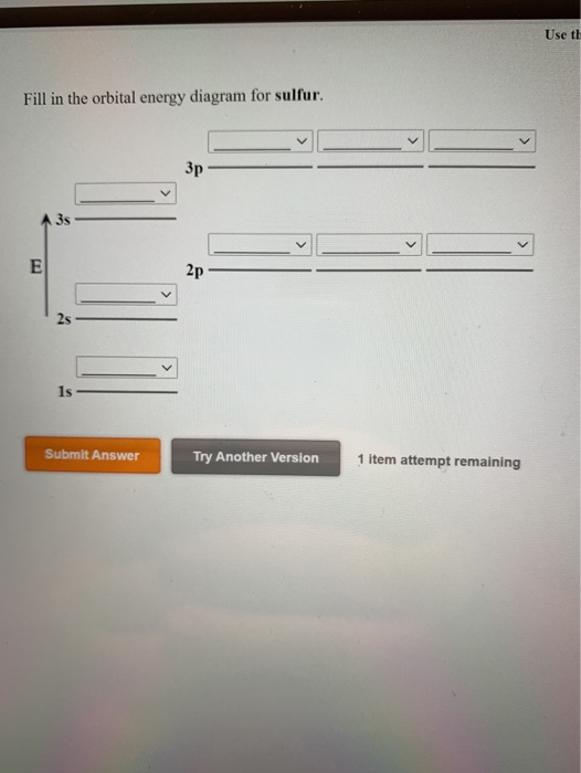 Solved Use th Fill in the orbital energy diagram for sulfur. | Chegg.com