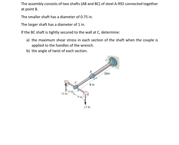 Solved The Assembly Consists Of Two Shafts (AB And BC) Of | Chegg.com