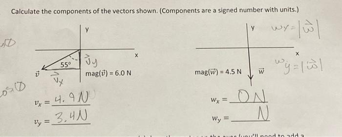 Calculate the components of the vectors shown. | Chegg.com