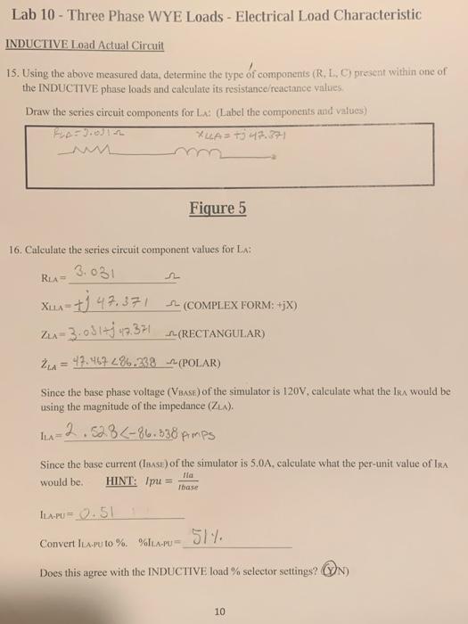 NAME Section ELPT Lab 10 - Three Phase WYE Loads - | Chegg.com