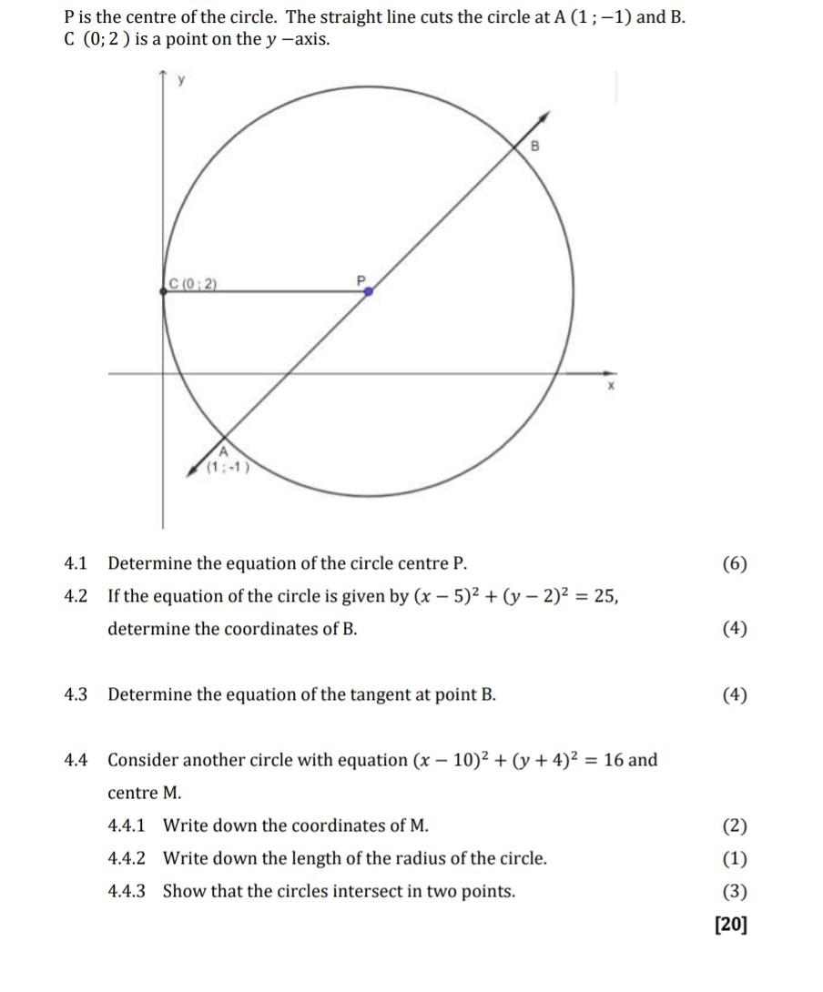 Solved P is the centre of the circle. The straight line cuts | Chegg.com