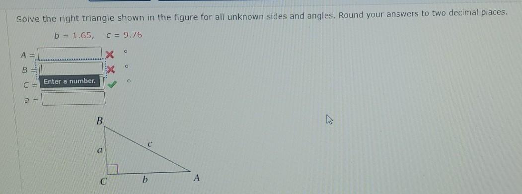 Solved Solve the right triangle shown in the figure for all | Chegg.com