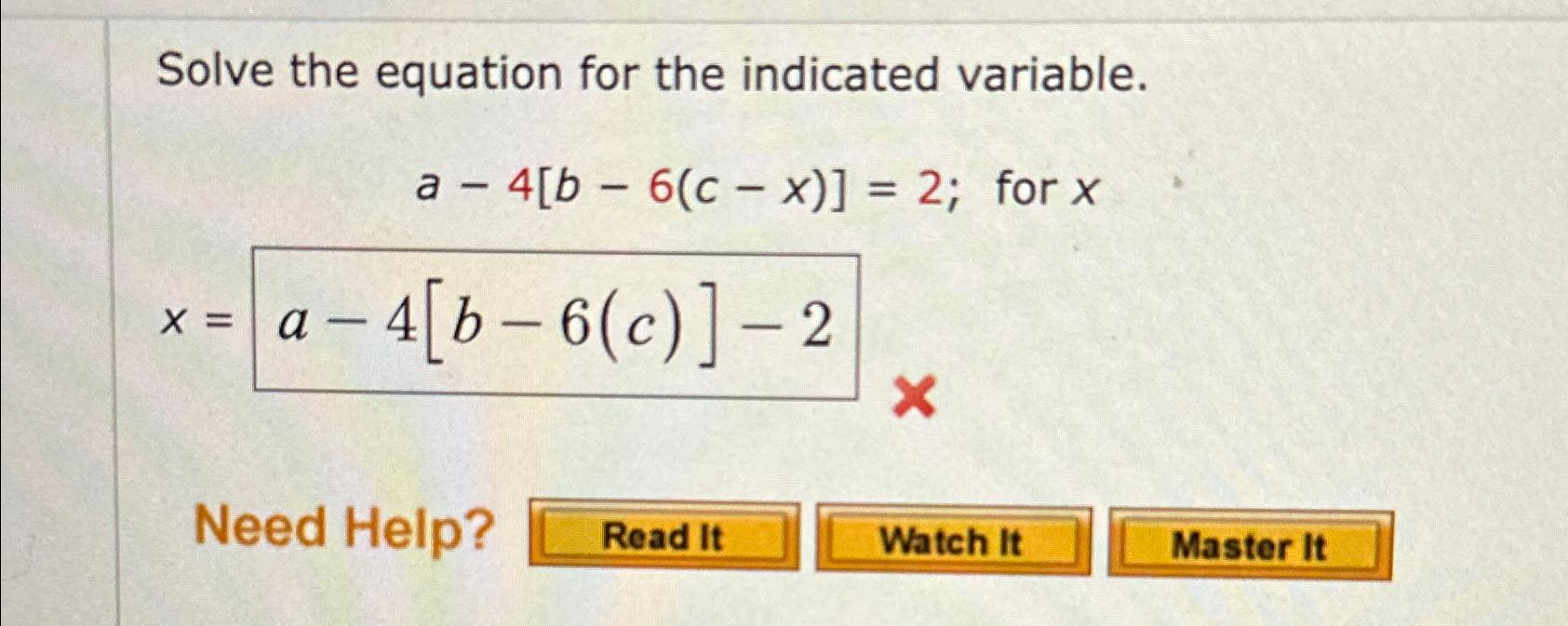 Solved Solve the equation for the indicated | Chegg.com