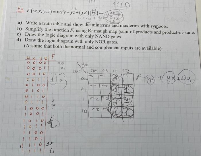 Solved Exf W X Y Z Wx′y Yz Yz′ Xy 0x Y A Write A Truth