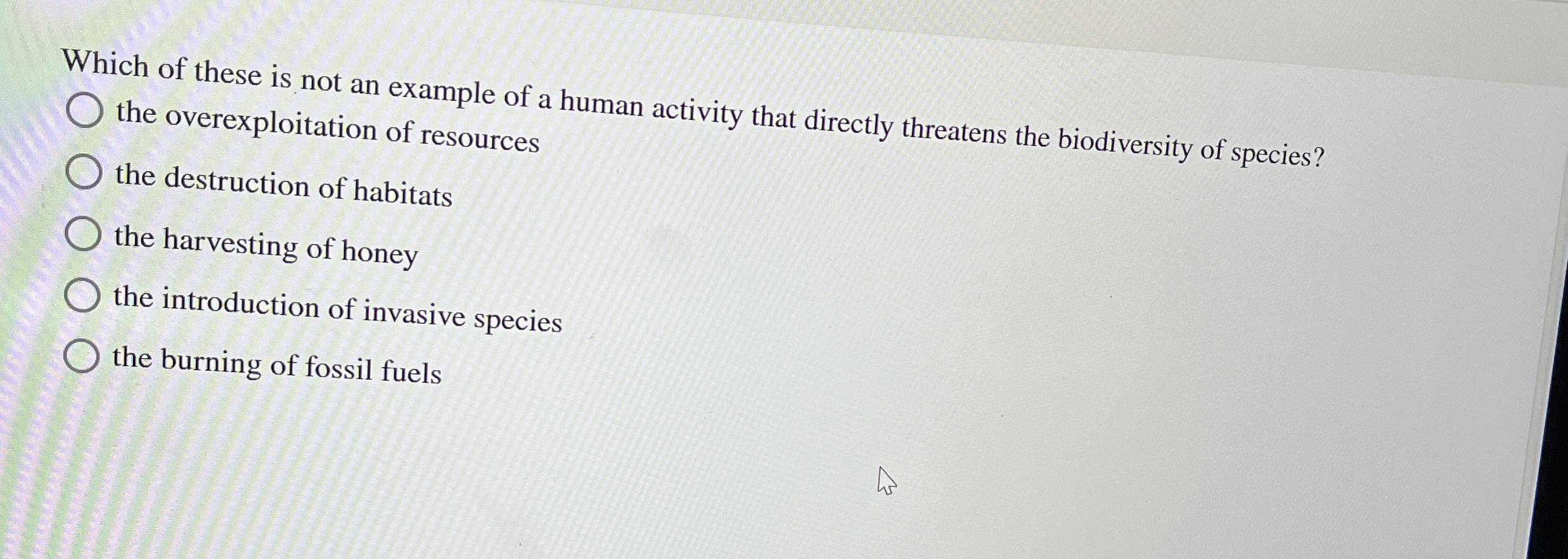 Solved Which of these is not an example of a human activity