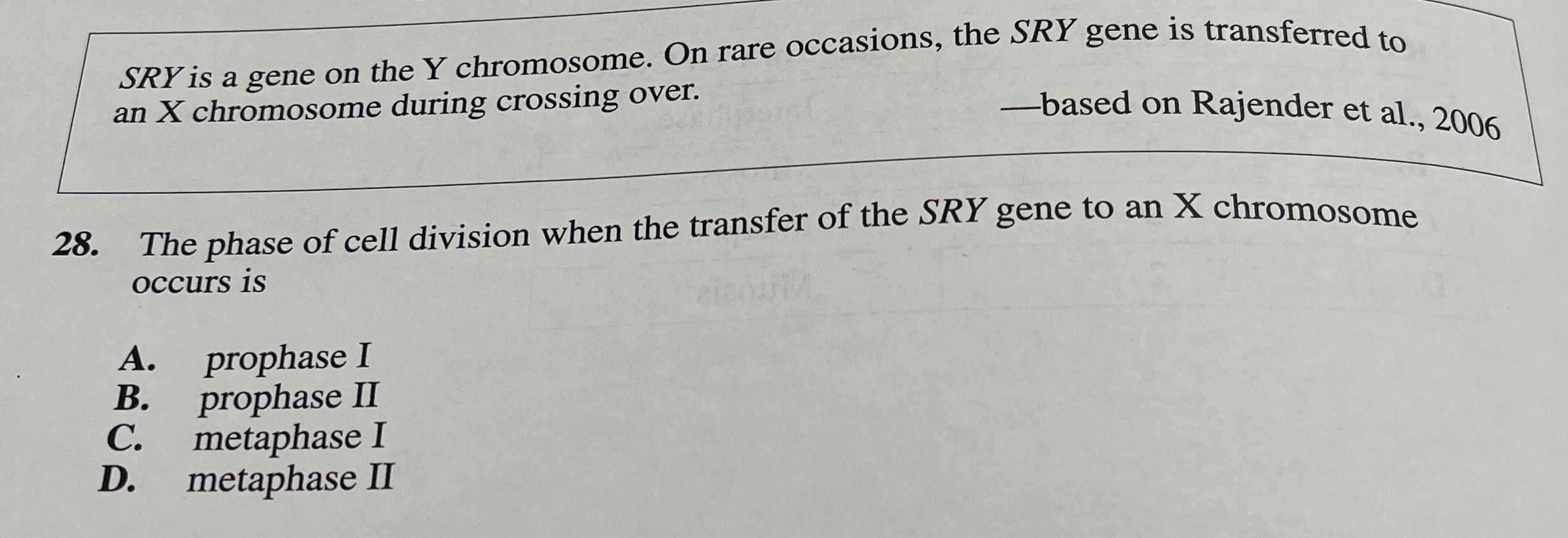 Solved SRY ﻿is a gene on the Y ﻿chromosome. On rare | Chegg.com