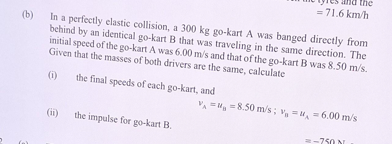 Solved (b) In A Perfectly Elastic Collision, A 300 Kg | Chegg.com