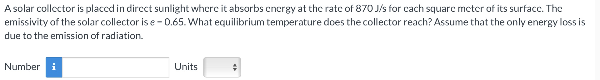 Solved A solar collector is placed in direct sunlight where | Chegg.com