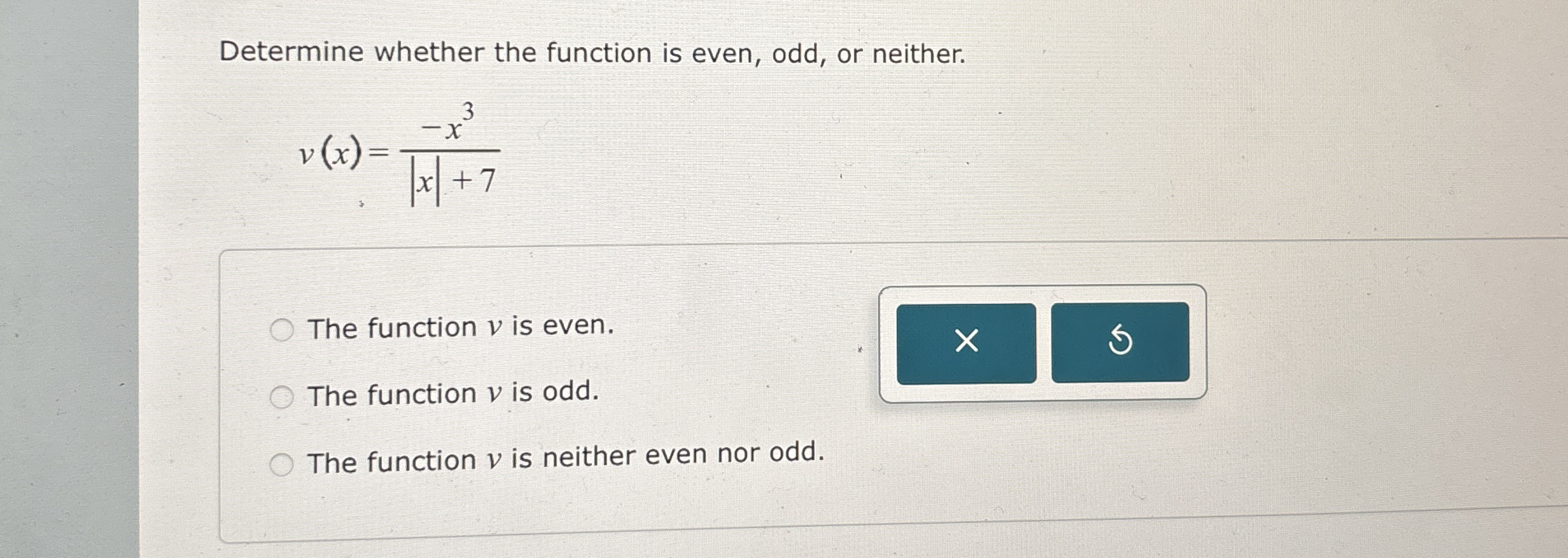 Solved Determine whether the function is even, odd, or | Chegg.com