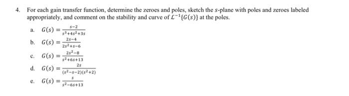 4. For each gain transfer function, determine the | Chegg.com