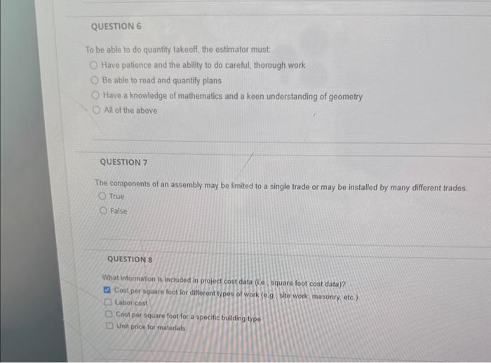 Solved To be able to do quantify takeoff, the estimator | Chegg.com