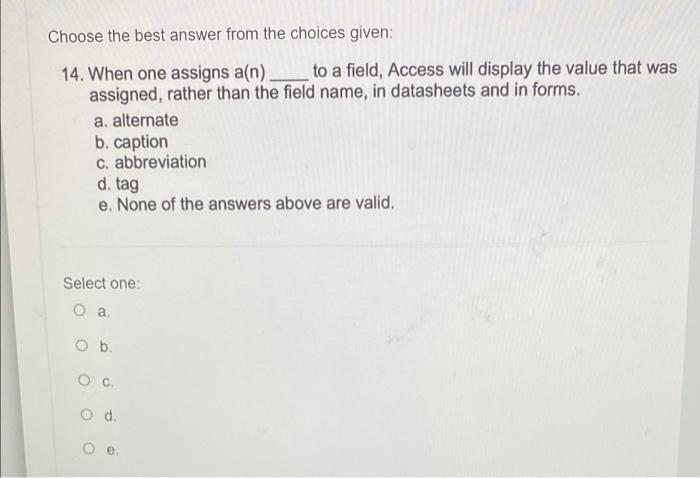Solved Choose the best answer from the choices given: 14. | Chegg.com