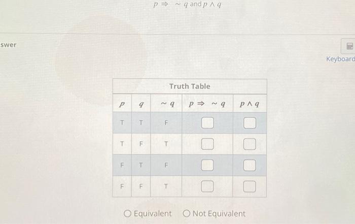 Complete the truth table for the given statements and | Chegg.com