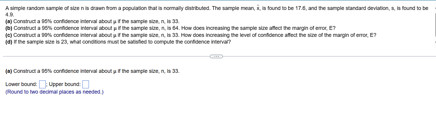Solved A simple random sample of size n is drawn from a | Chegg.com
