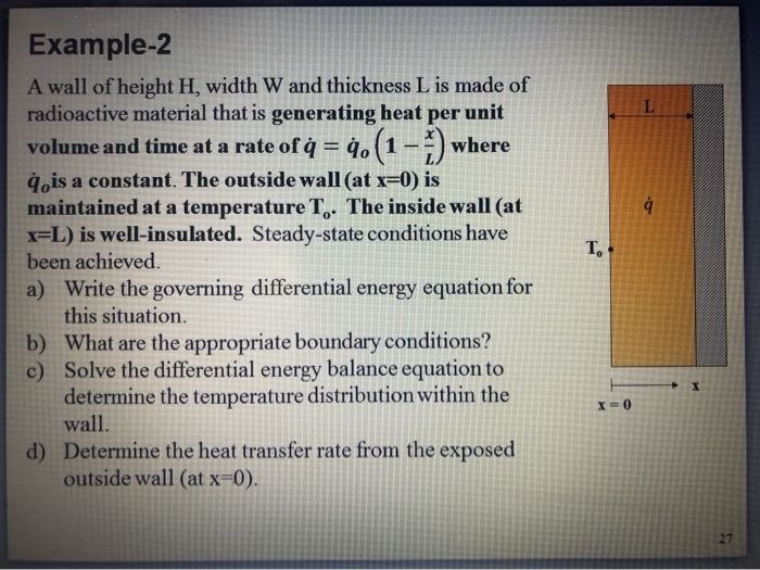 Solved Example-2 A wall of height H, width W and thickness L | Chegg.com