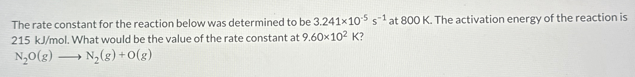Solved The rate constant for the reaction below was | Chegg.com