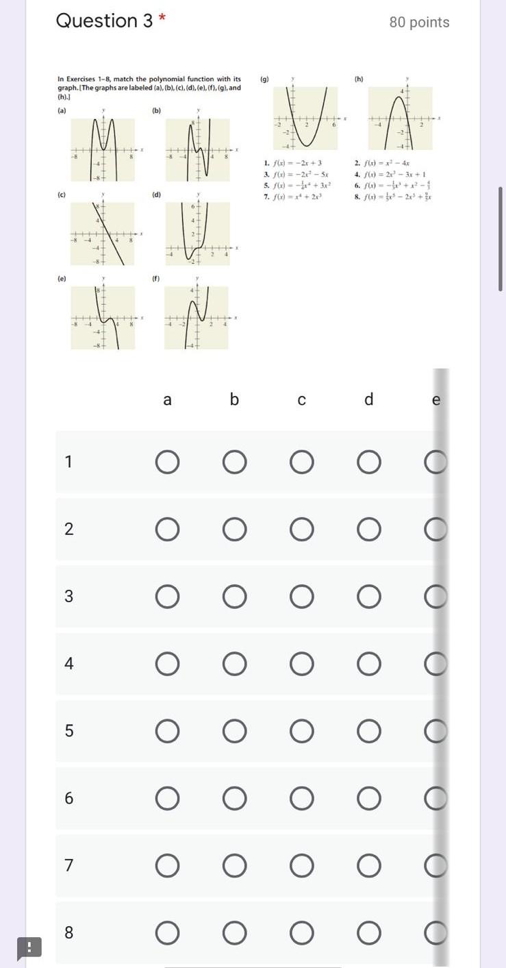 Solved Question 3 * 80 points (g) (h) In Exercises 1-8, | Chegg.com